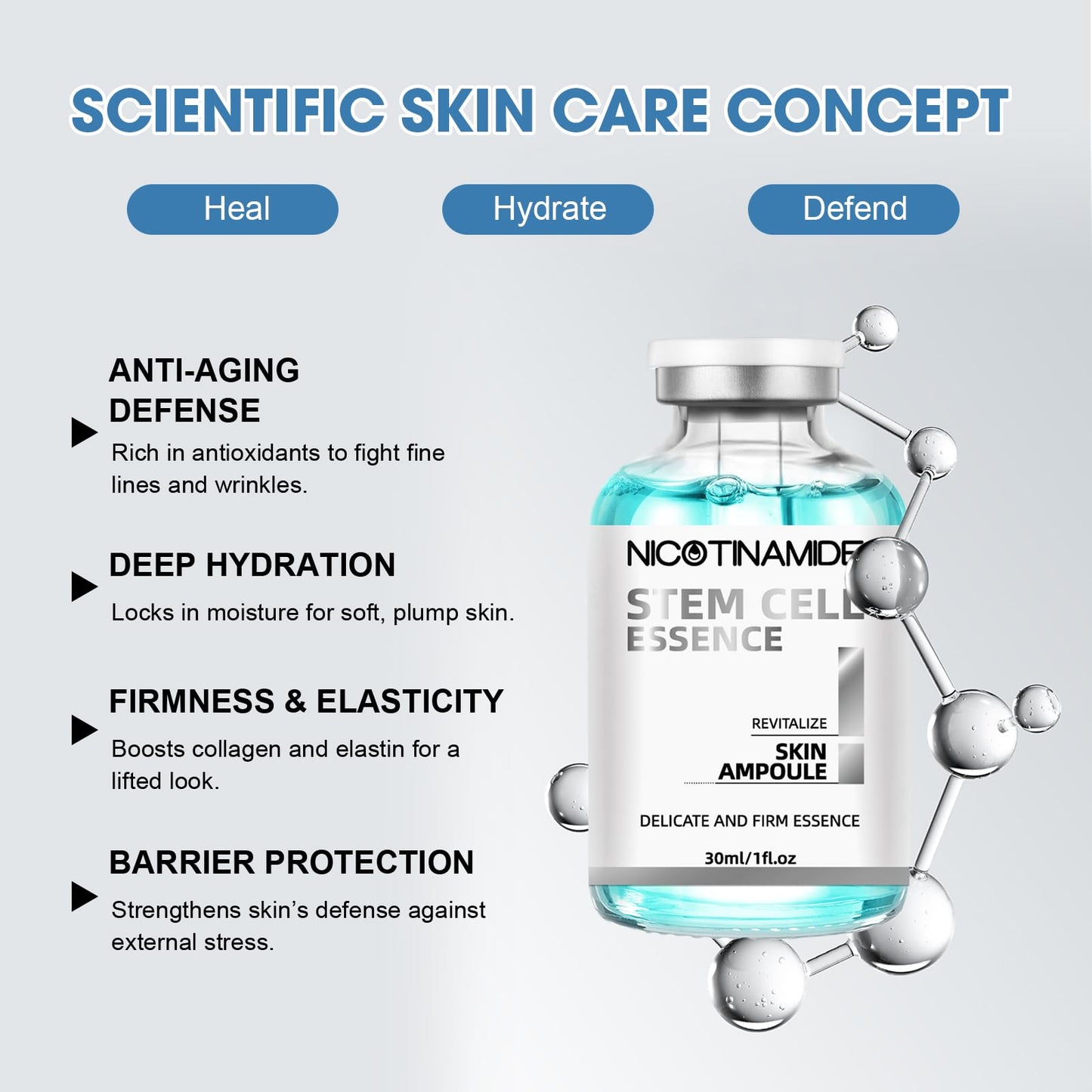 Stem Cell Serum for Face, 2 Pcs Microneedling Serum Ampoule for Anti-Aging, Wrinkle & Scar Removal, Hydrating Facial Serum to Use with and Without Micro Needling for Smooth, Rejuvenated Skin