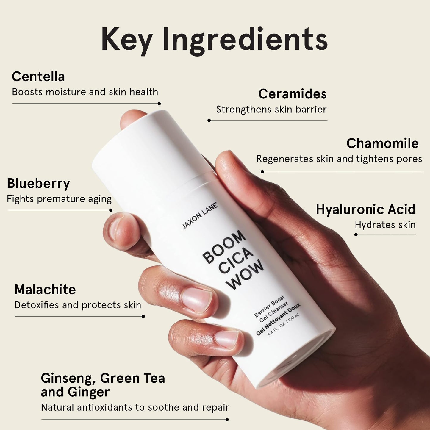 Centella Face Wash for Men Skin Care: BOOM CICA WOW Mens Face Wash Korean Barrier Boost Hydrating Gel Cleanser for Oily, Dry, Acne Prone Skin, Unisex Daily Facial Cleanser, Hyaluronic Acid & Green Tea