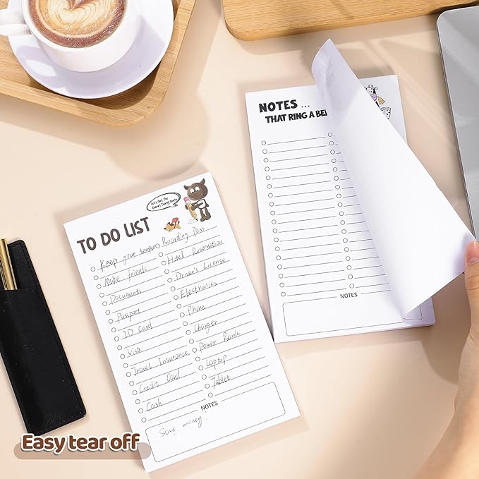 2 Pack Grocery List Magnet Pad for Fridge with Pen Holder, Total 120 Sheets Magnetic Note Pad for Fridge Full Back Magnet Shopping List, To Do List, Memo Notepads, 4.5x7.5"(Funny Animal)