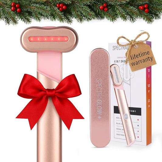 4-in-1 Red Light Therapy Wand for Face with Travel Case – Facial Rejuvenation Device for Home Use with Adjustable Head – Portable Beauty Tool for Skin Health and Anti-Aging