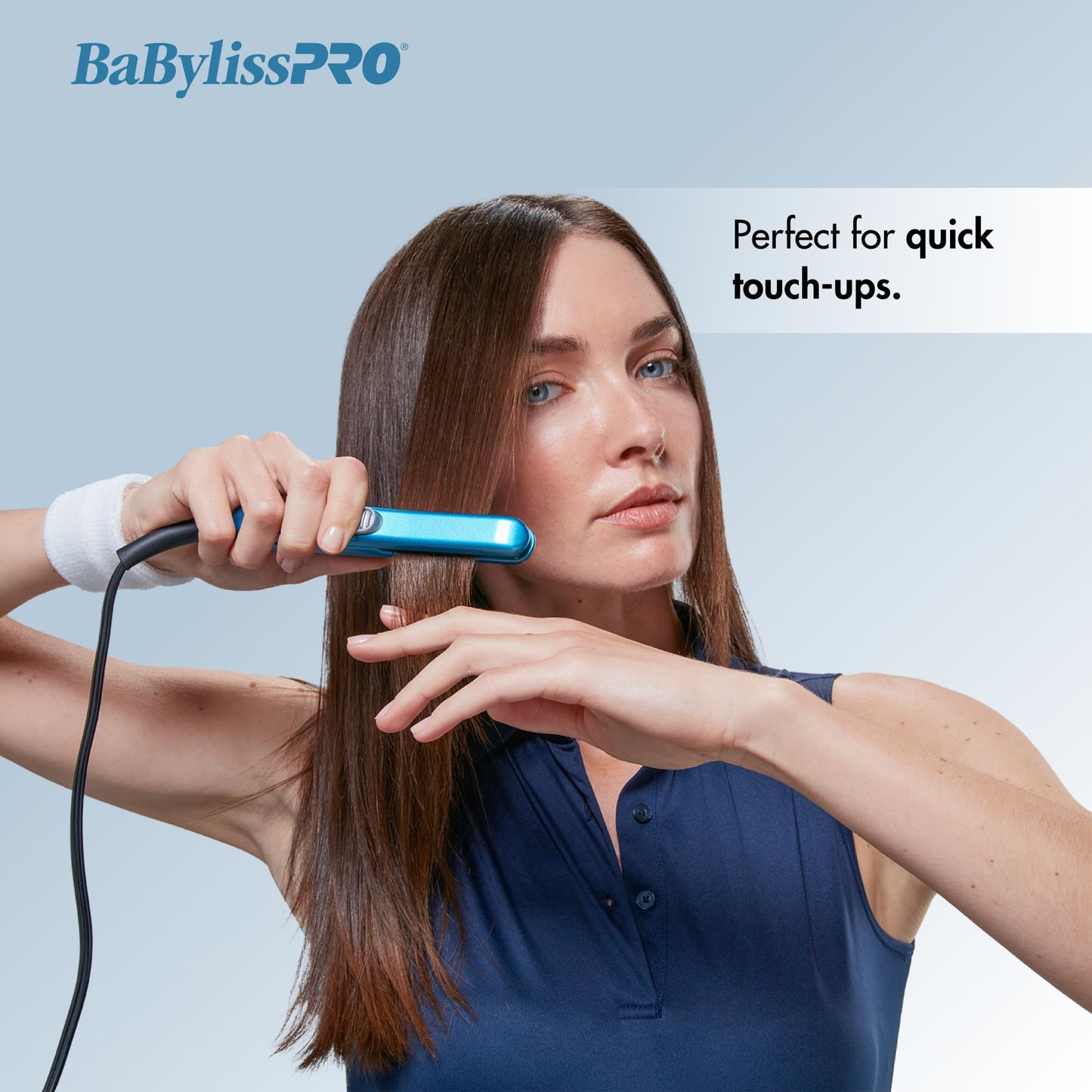BaBylissPRO Nano Titanium Mini Straightening Iron Blue 0.5 Inch