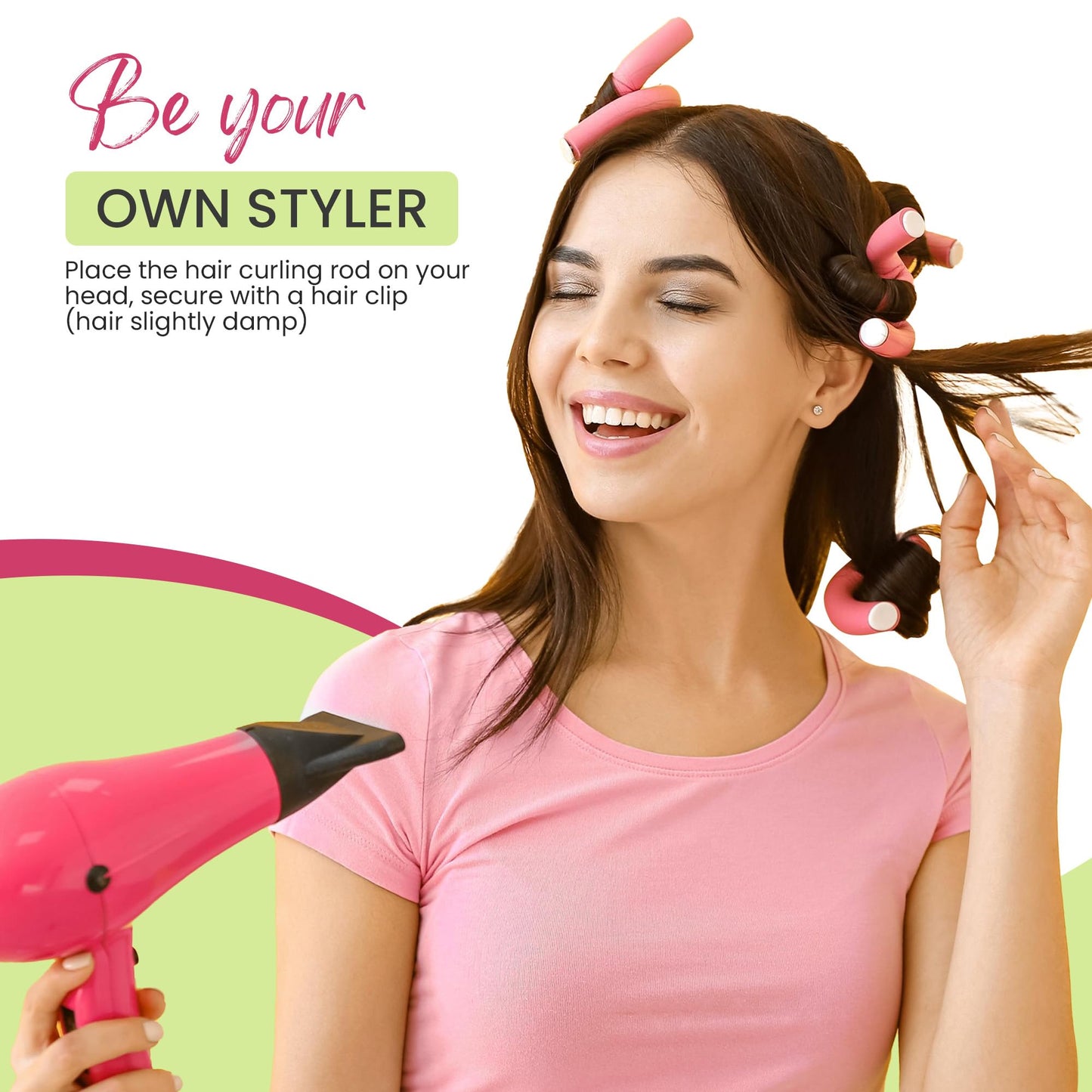 Body Glove Flexi Rods Foam Hair Rollers Medium to Large Size Professional Salon Quality 18 Pcs Rubber Hair Rollers For Medium to Long Hair (Multi-color)