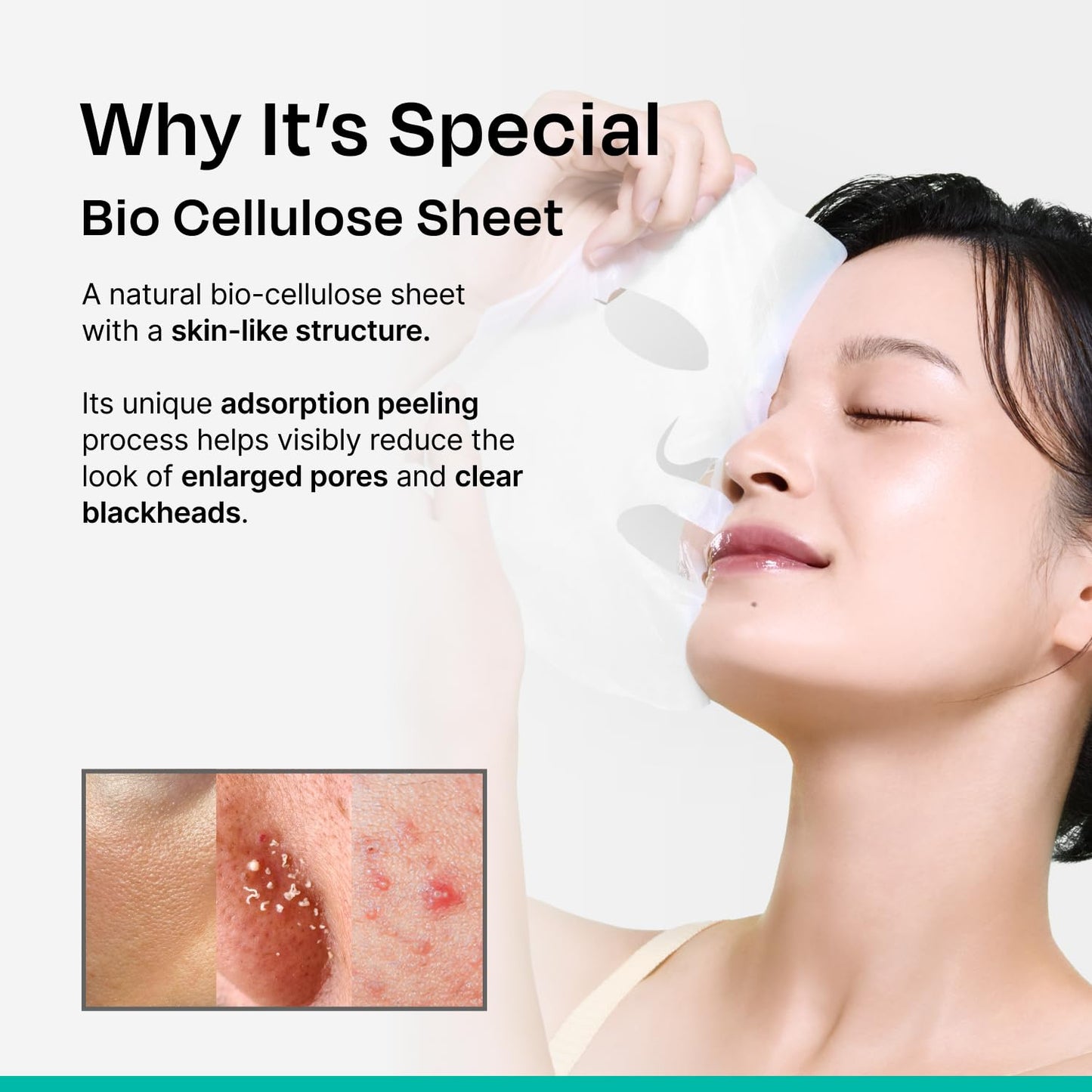 Celladix Bio Pore Care Cellulose Mask – Pore Minimizing & Sebum Control Sheet Mask – Removes Blackheads, Dead Skin Cells & Impurities – Hydrating & Radiance Boost Korean Face Mask, 5 Sheets