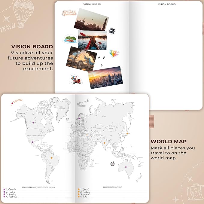 Clever Fox Bucket List Journal Large – Inspirational Book for Memories & Adventures – Motivational Bucket List Notebook for Couples, A4 (Rose Gold)