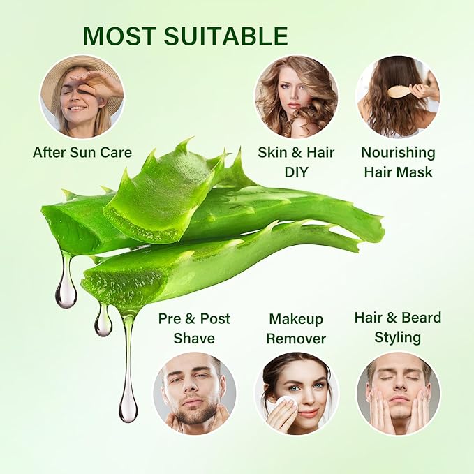 Aloe Vera Gel for Face and Body,Hydrating Organic Aloe Vera Gel,Cooling Body Cream for After Sun Skincare,Non-Sticky Face Moisturizer, 9.15 Fl Oz