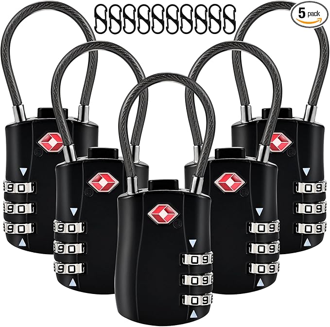 5pcs TSA Approved Luggage Locks with 10pcs Zipper Locks, Zinc Alloy Combination Locker Suitcase Lock, TSA Locks for Luggage, Combination Lock for Locker Backpack (TSA007)