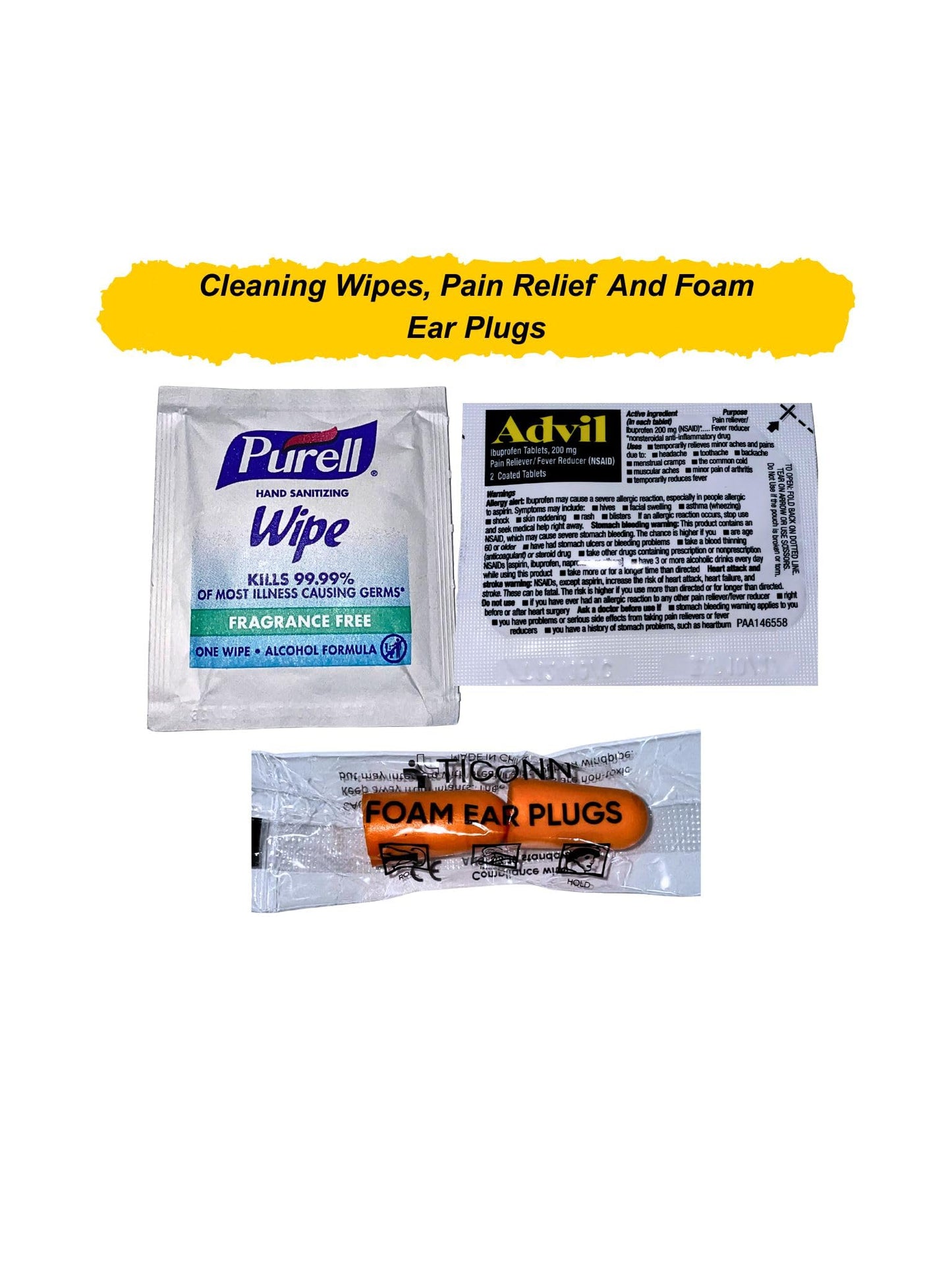 Travel Kit – Pre-Packed TSA-Approved Bag | Compact Goodie with Pain Relief, Stain Remover Wipe, Ear Plugs, Vitamin C, Eye Drops & Mints for Flights, Road Trips & Vacations