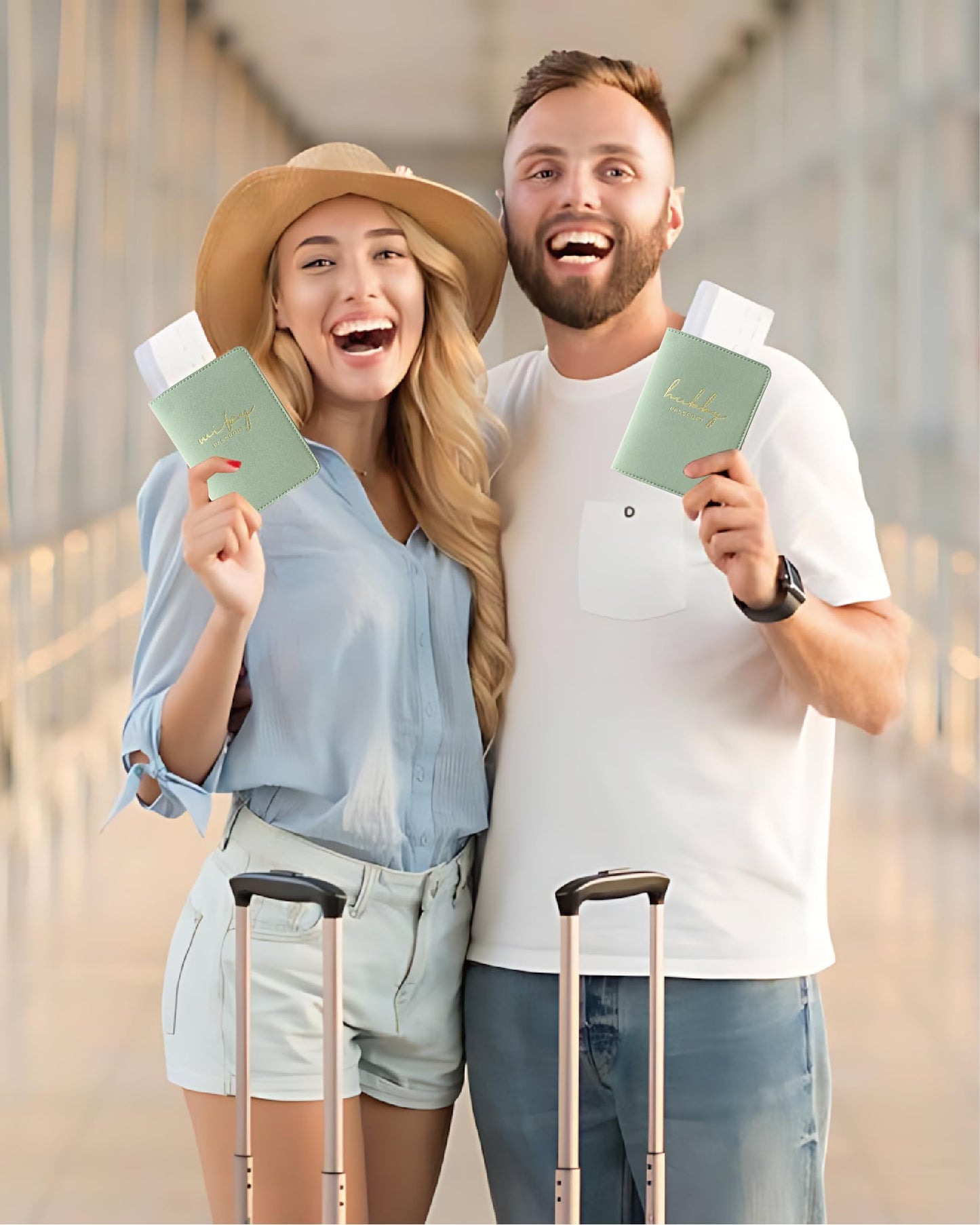 GroomBrideGifts Hubby and Wifey Passport Holder - Engagement Gifts for Couples | Wedding Travel Essentials for Couples | Honeymoon Gifts for Newlyweds