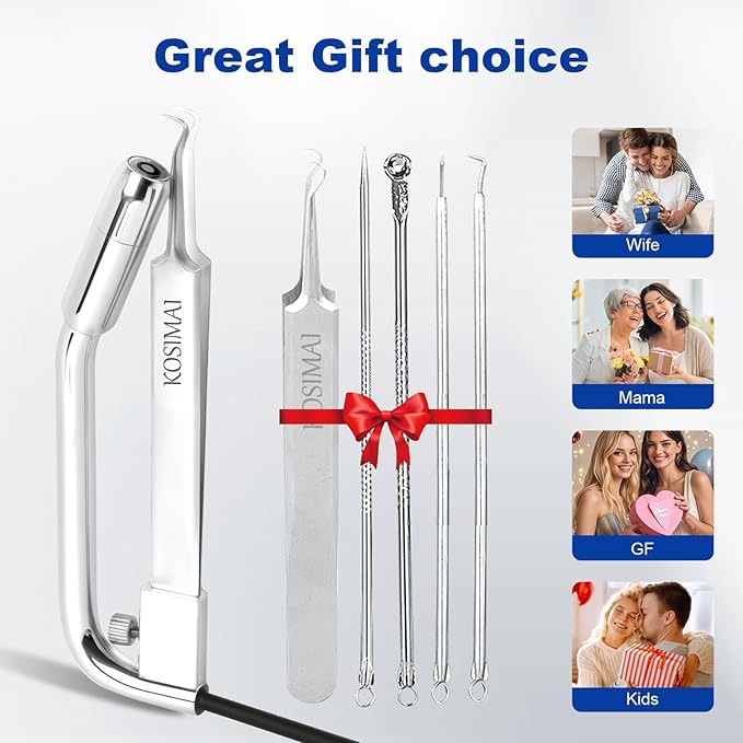 Black Head Remover for Face Tool Professional Pimple Popper HD Camera,30 Times Magnification 1080P, (Silver)