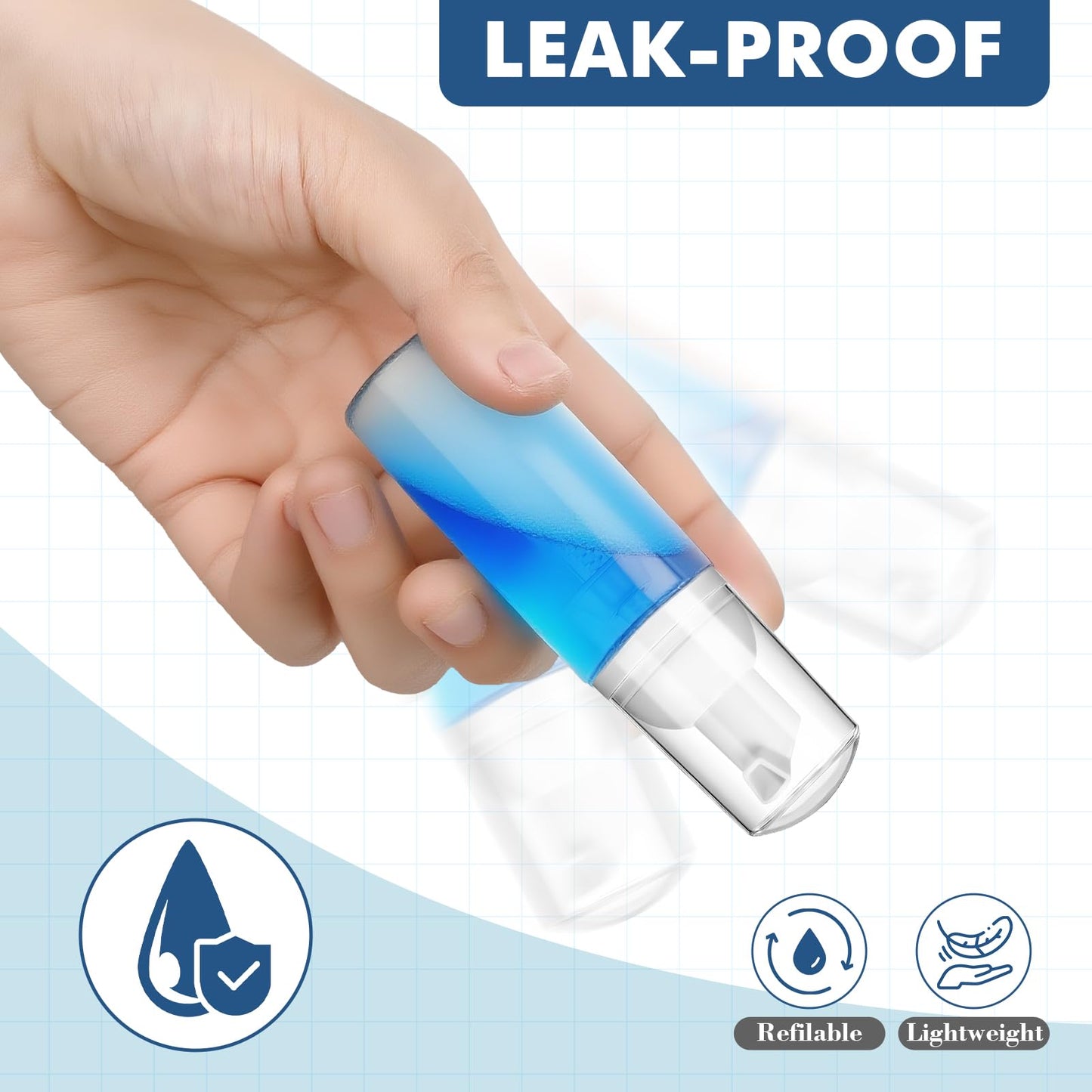 AMORIX 100 Pcs 2 oz Plastic Foam Pump Bottle Refillable 60ml Travel Mousse Foaming Soap Dispenser Mini Eyelash Cleaning Foam Bottle Dispenser for Face Wash Lash Shampoo Skin Care