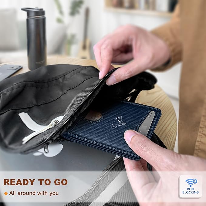 BULLIANT Men Wallet, Slim Leather Wallet Front Pocket Card Holder Gift For Men 11 Slots RFID Blocking