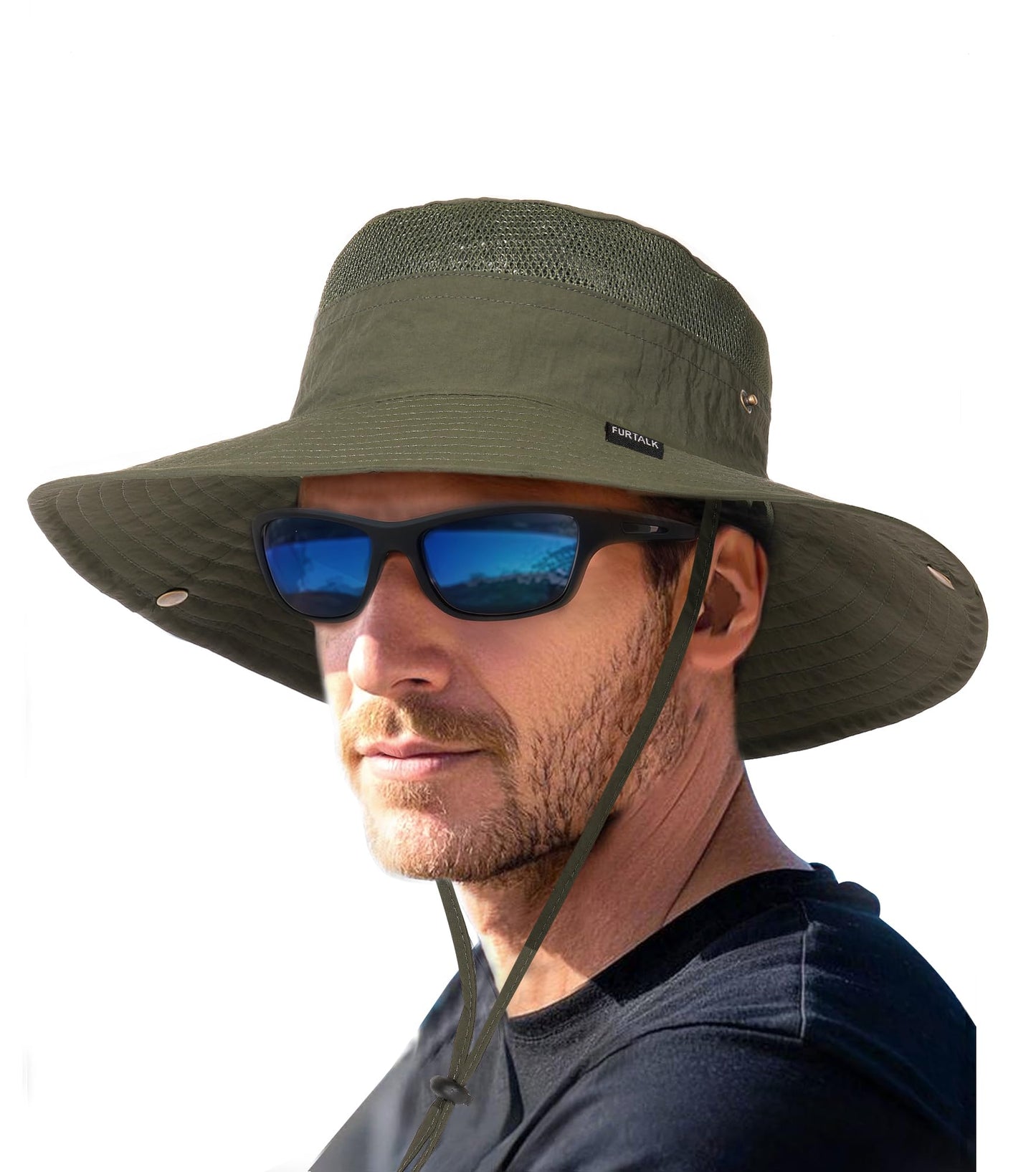 FURTALK Sun Hats for Men Women Fishing Hat UPF 80+ Breathable Wide Brim Hiking Summer UV Protection Bucket Hats Green