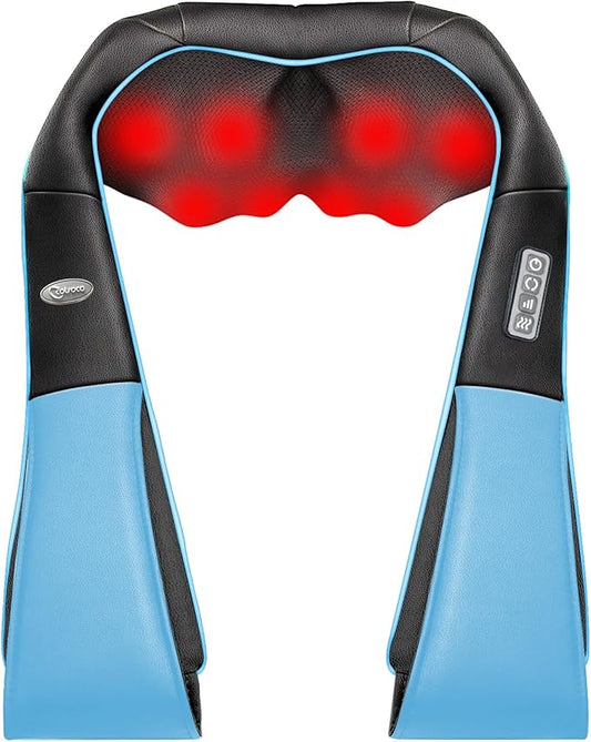 cotsoco Neck Massager, Shiatsu Neck and Back Massager with Heat for Pain Relief, Deep Tissue 3D Kneading Massage Pillow, Relaxation Gifts for Men and Women, Gifts for Dad, Elderly,Wife (Azure)