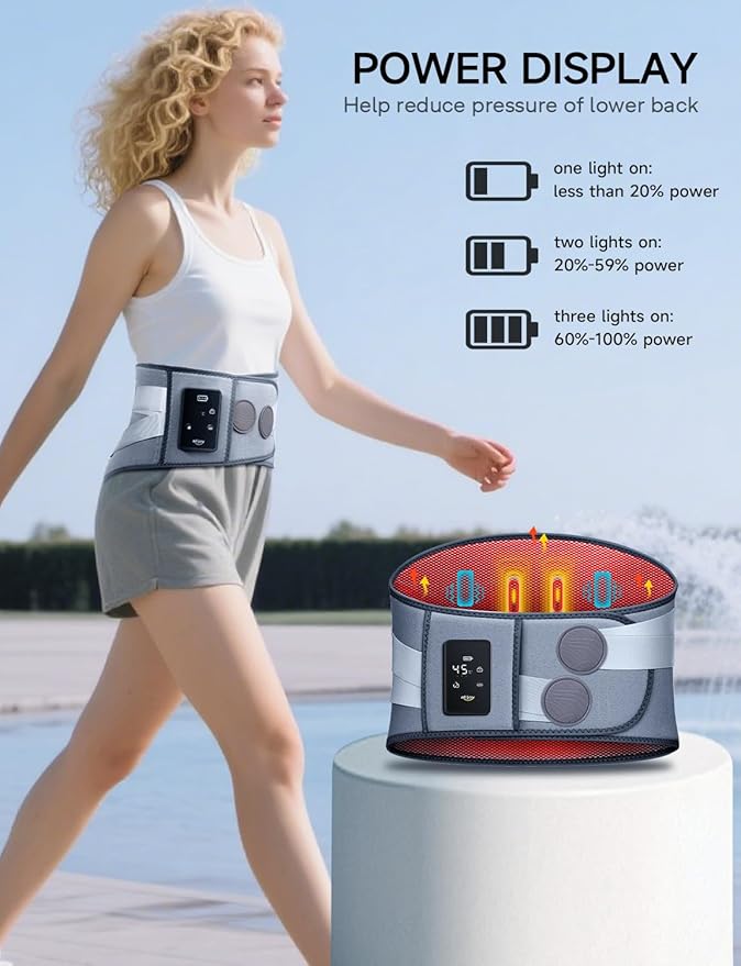 ALLJOY 67" Cordless Heating Pad for Back Pain Relief FSA Eligible HSA, Birthday Gifts for Women Men Mom Dad, Portable Lower Back Massager with 3 Heat 5 Vibration, Wireless Heating Pad for Cramps