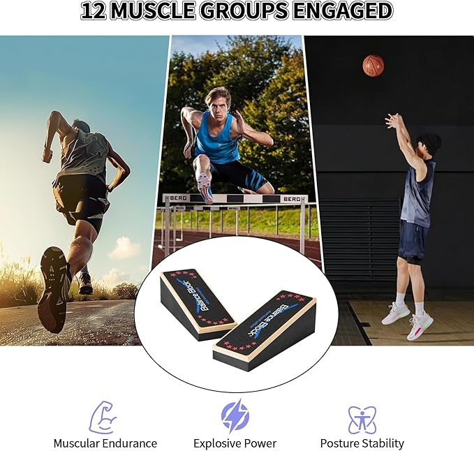Balance Blocks 2-in-1 Slant Board – 2 Pcs for Ankle and Calf Stretching Physical Therapy, Portable Balance Trainer for Core Strength, Stability, and Athletic Performance