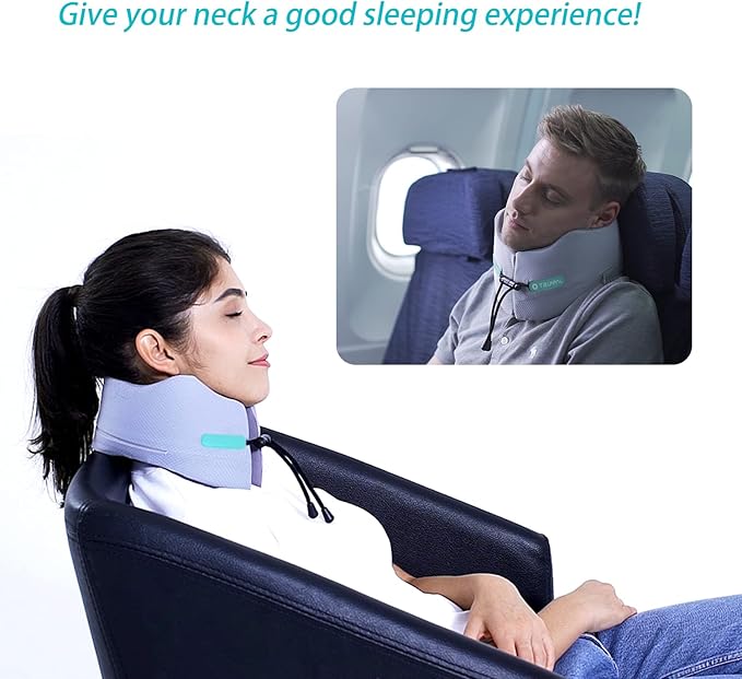 Travel Pillow for Airplane Neck Chin Support Memory Foam Machine Washable Adults Unisex Neck Pillows for Travel Airplane Sleeping Car Office Grey Small
