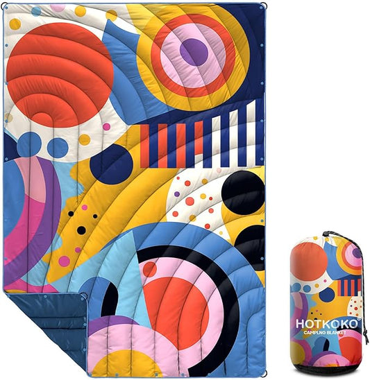 Camping Blanket,Puffy Printed Camp Blankets Lightweight Packable for Outdoor Camping,Traveling, Stadium, Hiking, Picnics