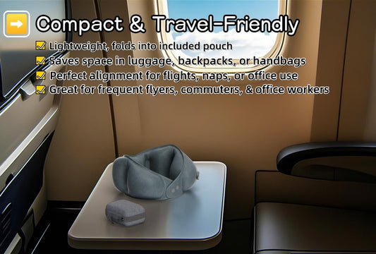 NQQNQQ J-10 Inflatable U-Shaped Travel Pillow, Compact Neck Support Cushion for Airplane, 3D Ergonomic Design, 5s Fast Inflation, Portable Neck Rest for Sleeping & Travel. (Gray)