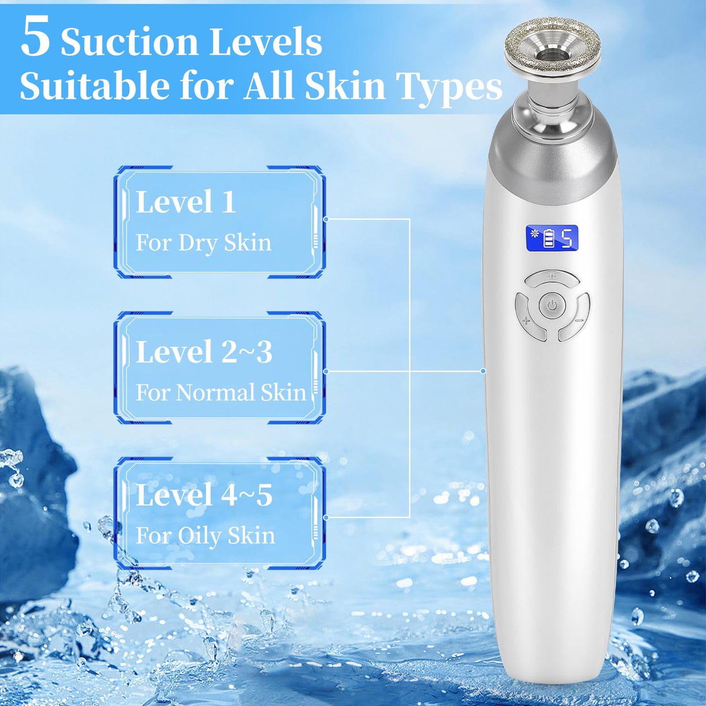 Beauty Star Upgraded Cordless Diamond Micro-dermabrasion Machine, Portable Crystal Tips Tool for Facial Skin Care, Face Pore Vacuum Glow Devices Kit, Home Use Microderm Equipment