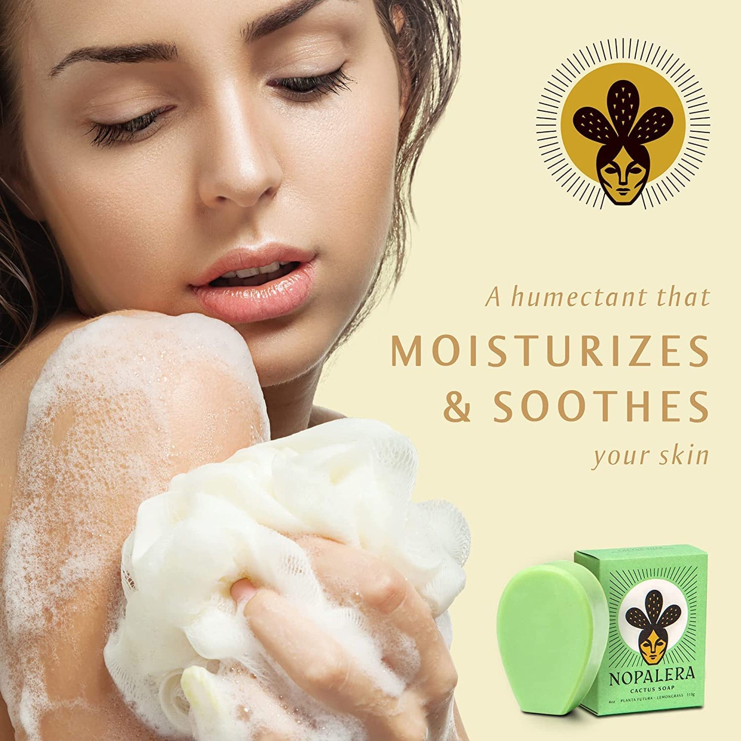 Nopalera Bar Soap, Lemongrass Essential Oils - Natural Body and Face Cleanser, Moisturizing and Exfoliating, Soft Skin Care Made With Clean, Vegan Ingredients, 4 oz