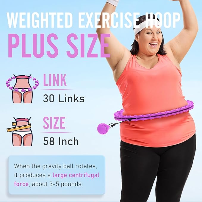 JKSHMYT Weighted Hula Circle Hoops for Adults Weight Loss, Infinity Fit Hoop Plus Size, 30 Detachable Links, Exercise Hoop for Women and Beginners