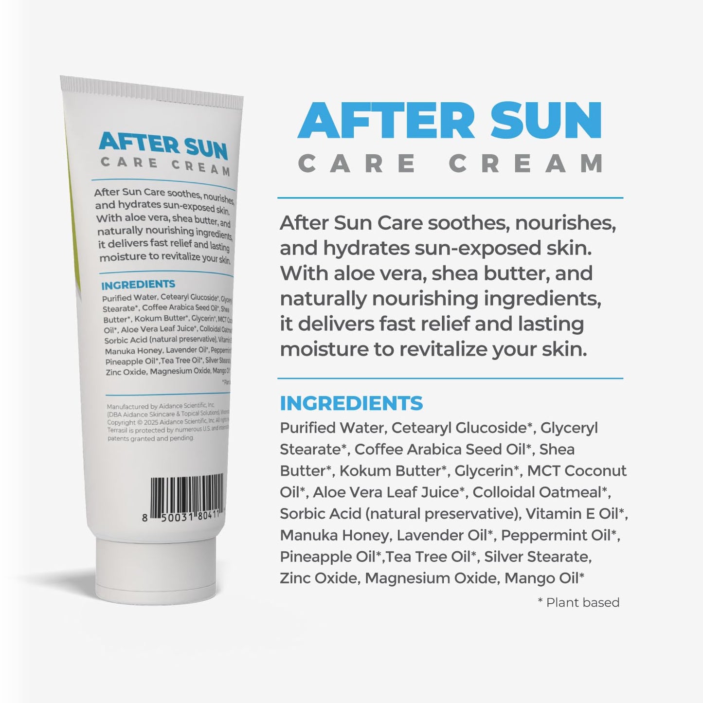 terrasil After Sun Care Lotion with Aloe Vera, Shea Butter, Coconut Oil, & Vitamin E, Soothing Sunburn Relief for Sun Exposed Skin, Deeply Nourishing. Natural Body Lotion (3 oz) Tropical Scent