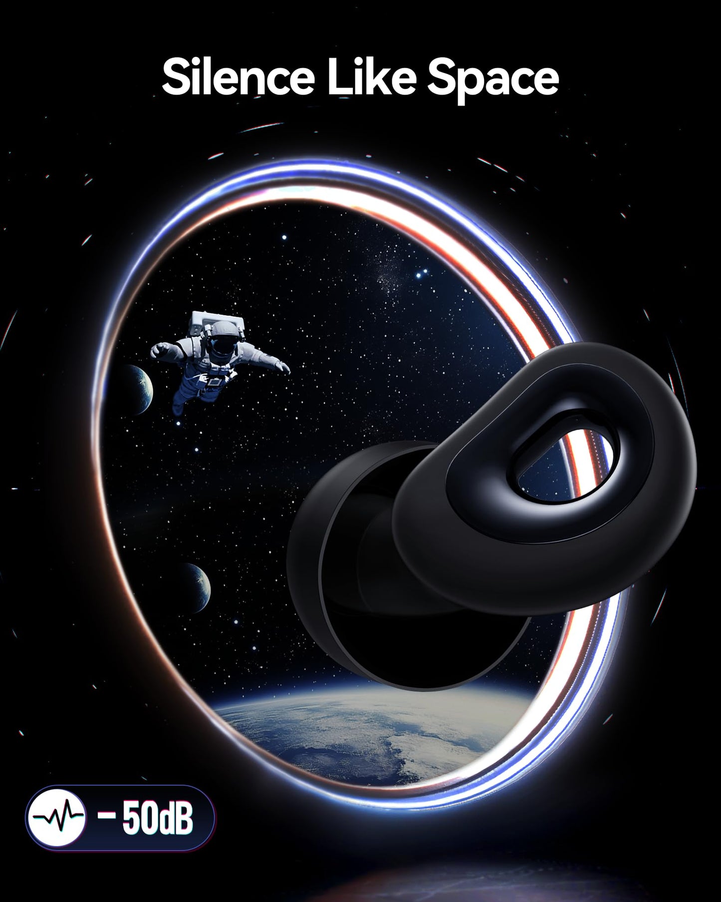 BIGOOD Ear Plugs for Sleeping, 50dB Noise Cancelling Ear Plug with 7 Pairs of Dual Single Layer Tips Reusable Ear Plugs for Noise Reduction, Silicone Earplugs for Concert, Snoring, Motorcycle Black