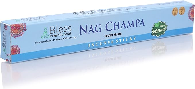 Bless-Nag-Champa 100%-Natural-Handmade-Hand-Dipped-Incense-Sticks Organic-Chemicals-Charcoal-Free Purification-Relaxation-Positivity-Yoga-Meditation Best-Woods-Scent (25 Sticks (1.4 OZ))