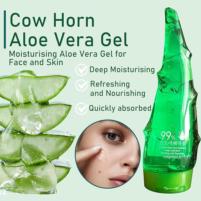 Aloe Vera Gel for Face & Body,Hydrating Travel Size Pure Aloe Vera Gel Face Moisturizer for All Skin Type,No-sticky Long Lasting Refreshing Moisturizing Fast Absorbing Aloe Cream Gel,8.81 oz