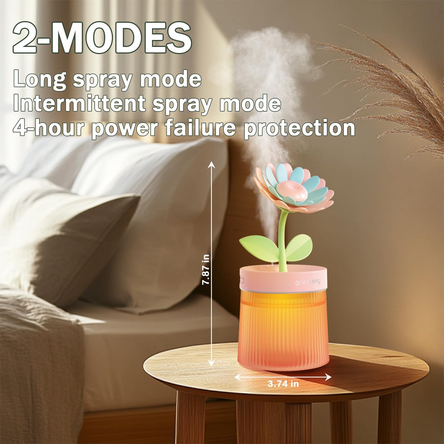 ShunChengFa Cute Mini Humidifier 320mL Cool Mist Humidifie mute with 2 Mist Modes,for Home/Nursery/Office,Portable Mini Air Moisturizer,rechargeable mini humidifier(Sunflower Purple)