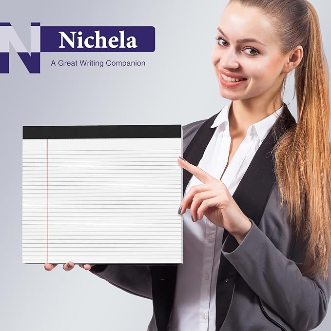 2 Pcs Note Pads 11" x 9.5" Legal Pads College Ruled Notepad Micro Perforated Writing Pads White Lined Paper 80GSM College Ruled Paper Pad of Paper 30 Sheets Notebook for School, To-Do Lists, Office