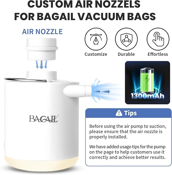 BAGAIL TPU Vacuum Bag for Travel, Reusable Compression Bag with IPX8 Waterproof Zipper, Save Space for Suitcase, Backpack and Carry on (Black, ExtraLarge, With Pump)