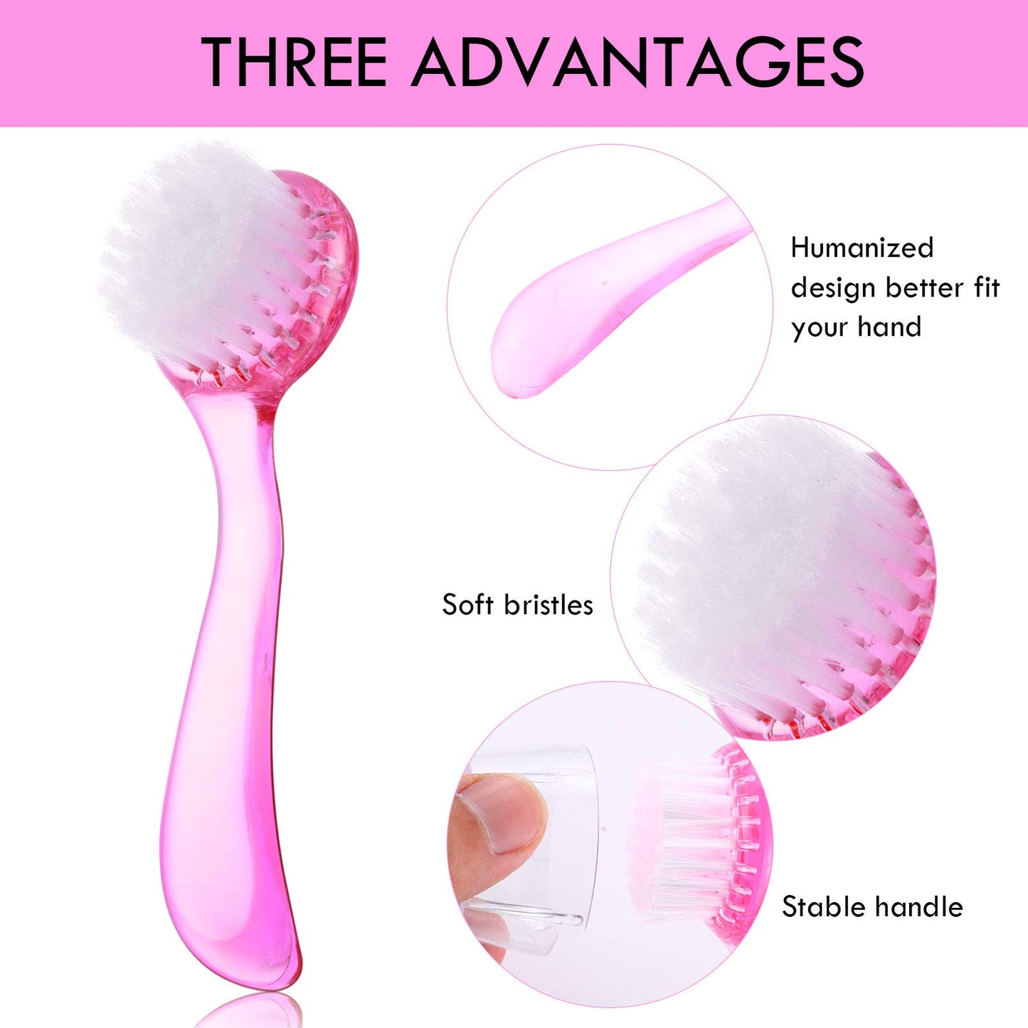 3 Pieces Facial Cleansing Brush Acrylic Handle Face Scrubbers Soft Bristle Exfoliator Cleaner Brush Scrub Exfoliating Facial Scrubber for Face Care Makeup Skincare Removal(Pink, Purple, Blue)