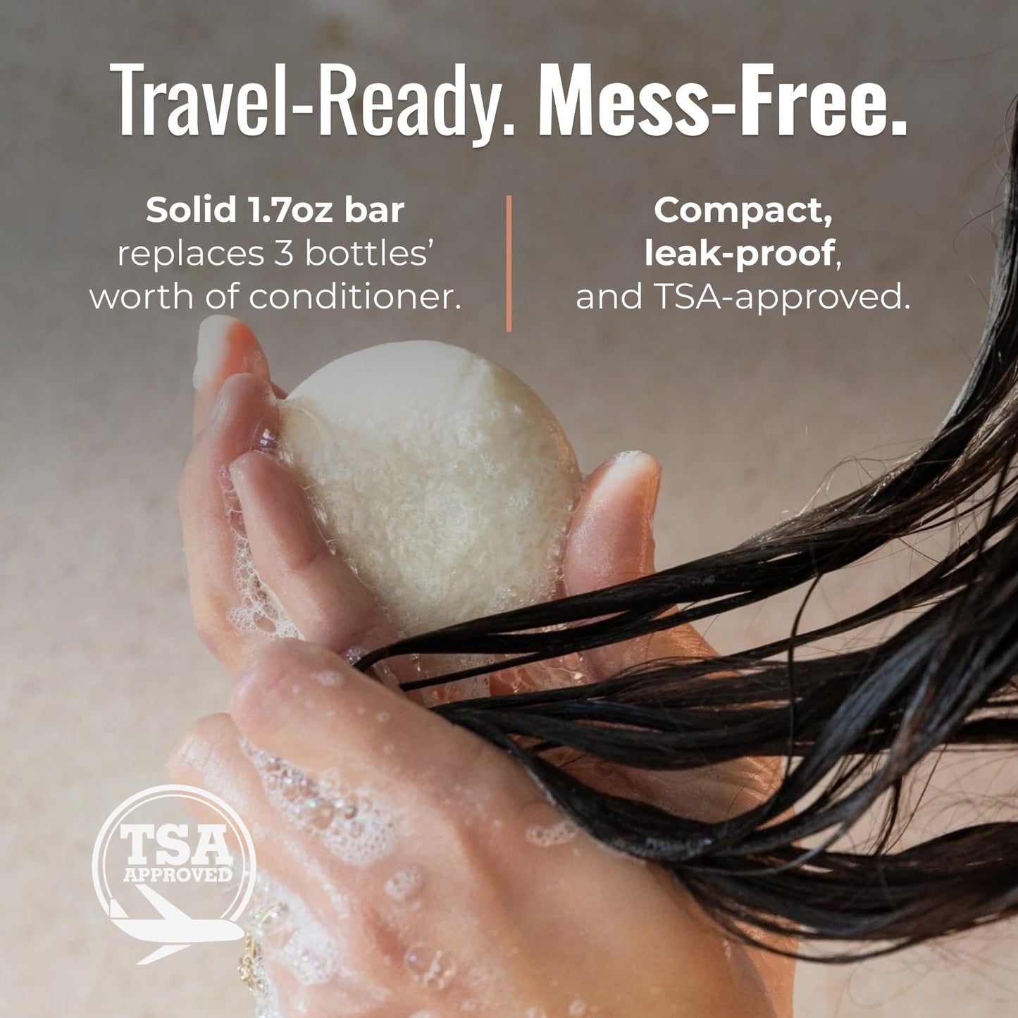 ZWS Essentials Simply Unscented Conditioner Bar, Vegan Solid Hair Conditioner for Sensitive Scalps & Fragrance-Free Care, Zero Waste, Travel-Friendly