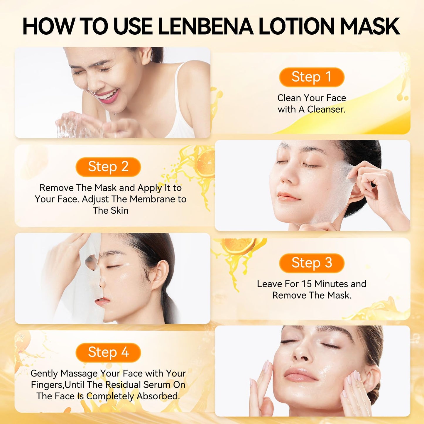 LANBENA VITAMIN C Hydrating Sheet Masks Brightening Firming Anti Aging - Overynight Hydrating Face Mask for All Skin Types Moisturizing Spa Skincare -1 Pack