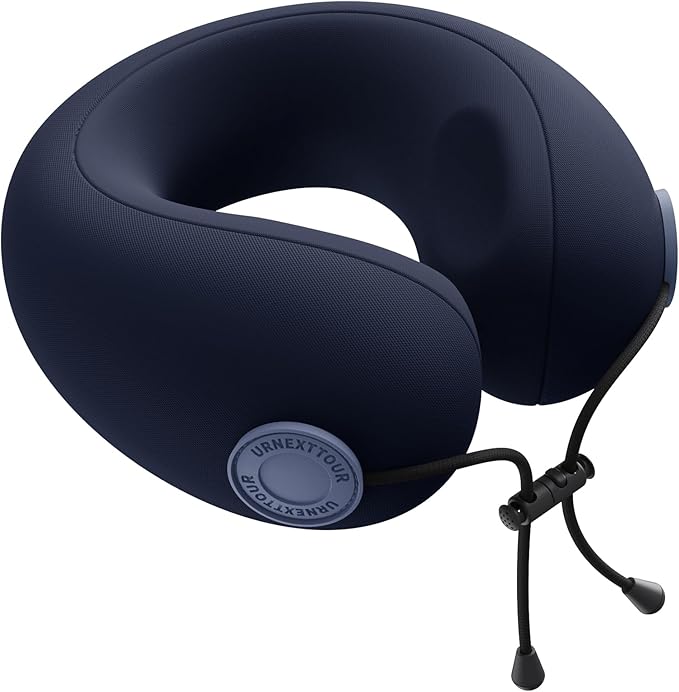 Travel Neck Pillows for Airplane Adults, Memory Foam Neck Support Travelling Pillow with Washable Cotton Pillowcases and Storage Bag, for Car, Train, Flight, Office and Home Use Adults Blue