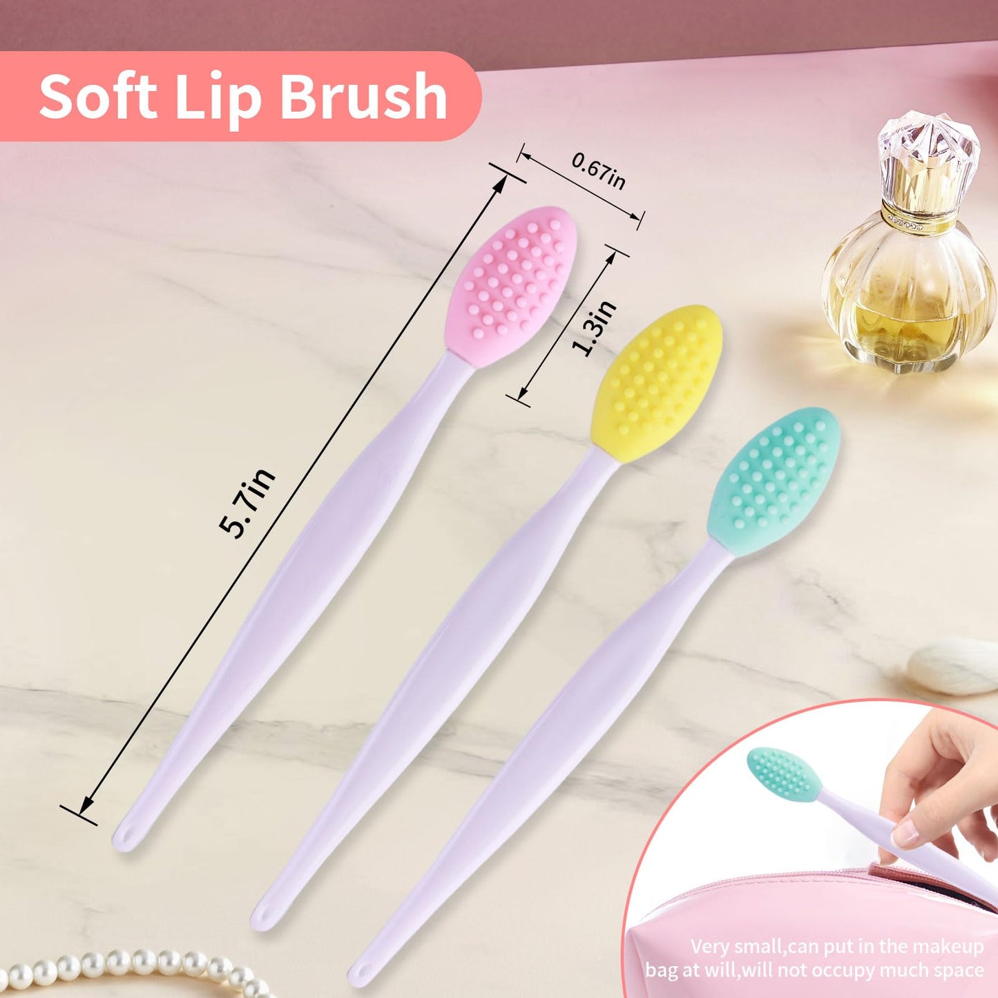 3 Pcs Lip Scrub Brush with Silicone Facial Cleansing Brush,2 Pcs Face Scrubber Gentle Exfoliating,Removing Blackhead,Massaging