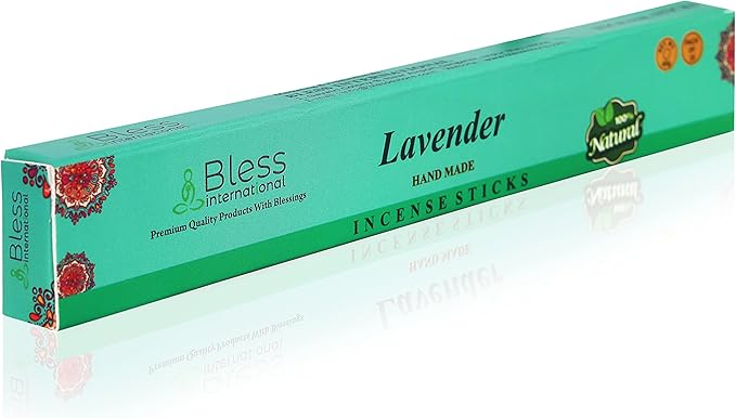 Bless-Lavender 100%-Natural-Handmade-Hand-Dipped-Incense-Sticks Organic-Chemicals-Charcoal-Free Purification-Relaxation-Positivity-Yoga-Meditation Best-Woods-Scent (25 Sticks (1.4 OZ))