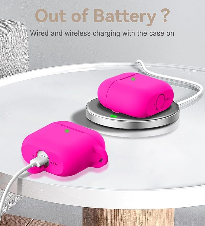 Case Cover for Apple Airpods 4 - VOTILE Airpods 4 Cases 2024 Cover Women Silicone iPods 4 Earbuds Wireless Accessorie Charging Cases Girl Bling Keychain for Airpod iPods 4th Generation - Hot Pink