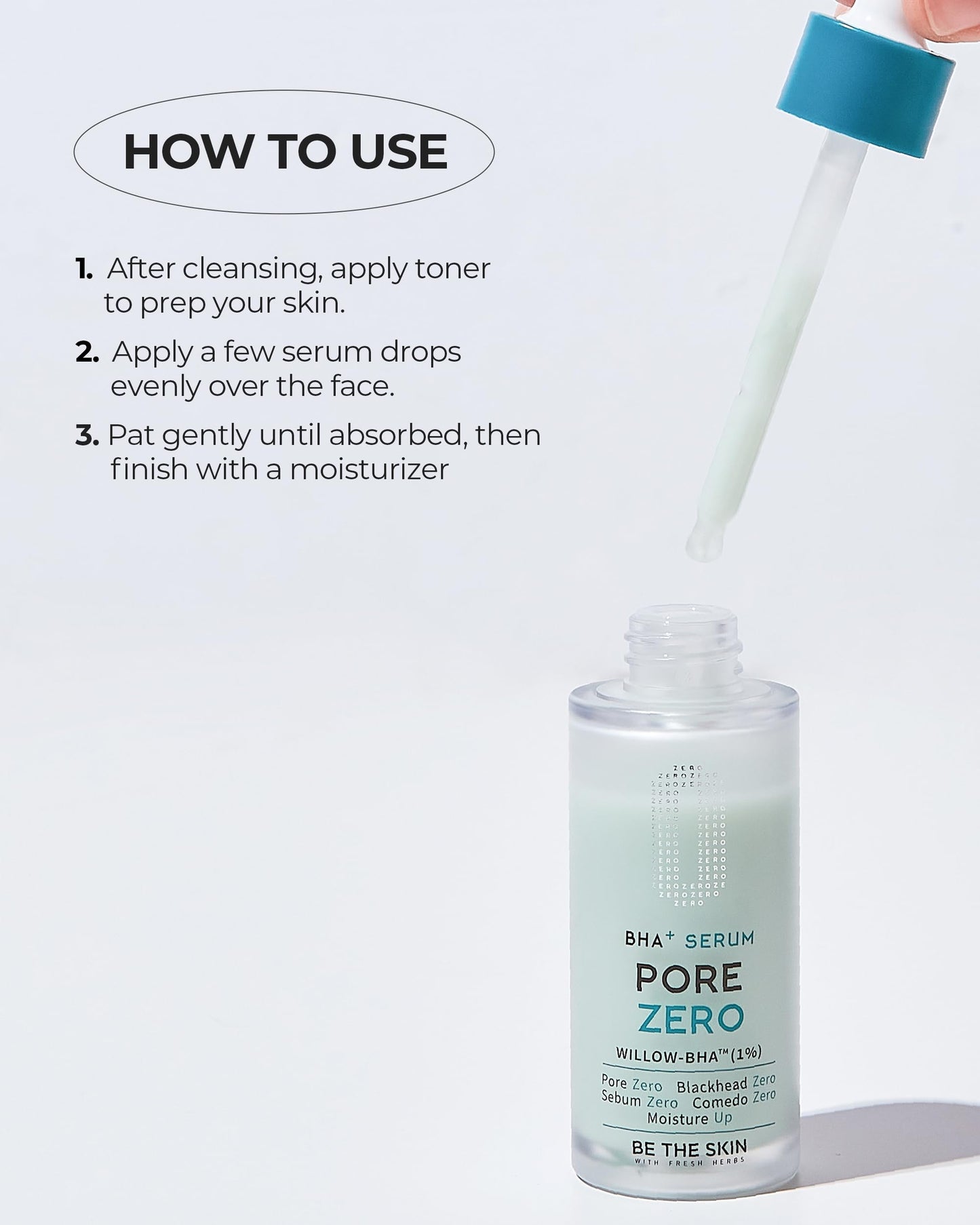 BE THE SKIN BHA+ Pore Zero Advanced Serum - AHA BHA Face Serum for Intense Pore Care and Sebum Control - Pore Minimizer for Acne Blackheads Open Pores, 1.01 fl.oz.