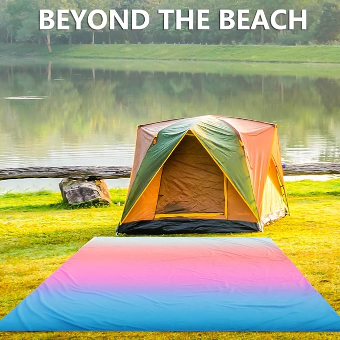 AISPARKY Beach Blanket Waterproof Sandproof Extra Large Beach Mat 79" X 83"/120"x108" for 2-8 Adults Quick Drying Durable Outdoor Picnic Mat for Travel, Camping, Hiking