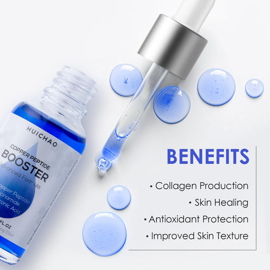 Advanced 1% Copper Peptide Serum Booster for Youthful Skin & Hair, DIY Make Your Own Face Serum, Reduce Fine Lines & Boost Collagen and Amplify Glow, Anti-Aging Korean Skincare (30ml)