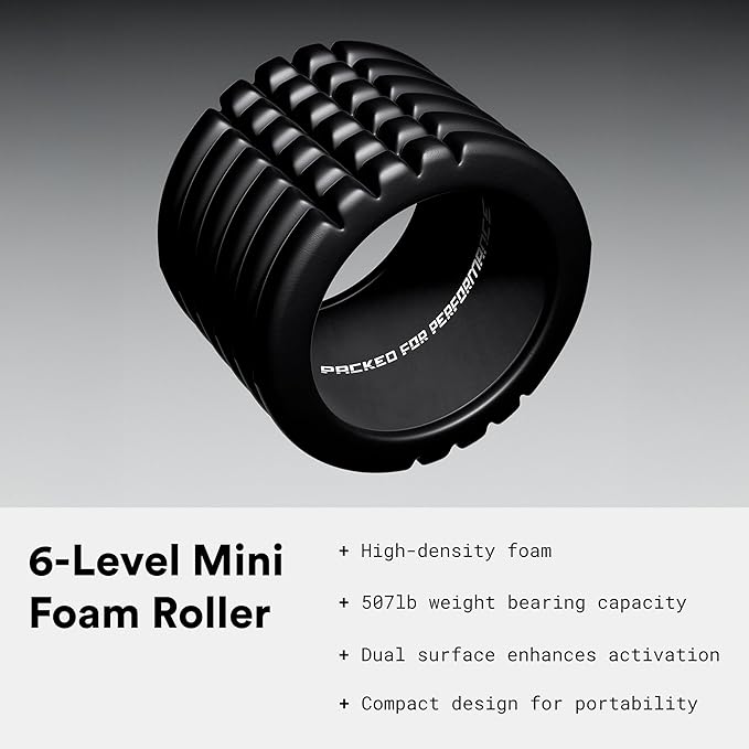 Mobility Pack, 6-Piece Workout Set - at Home & On-The-Go Exercise Recovery Tools - Foam Roller, Extended Performance & Mini Resistance Band, Massage Tool & Carry Case with Clip