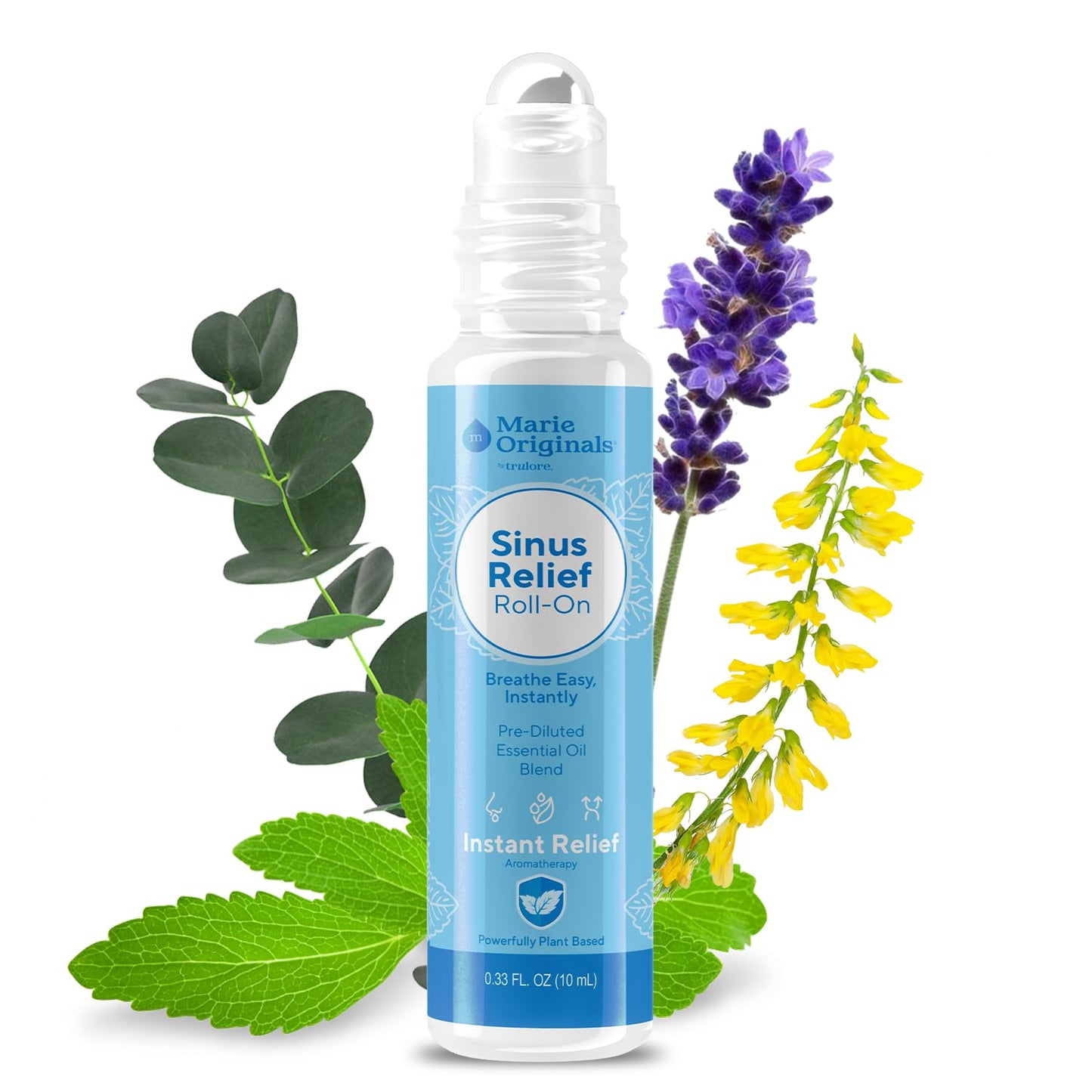 Marie Originals Breathe Blend Essential Oils Sinus Roll on | Natural Eucalyptus, Peppermint Lavender Essential Oil Roll on | Aromatherapy Support for Clear Breathing, Head Ease, Relaxation | 10 mL