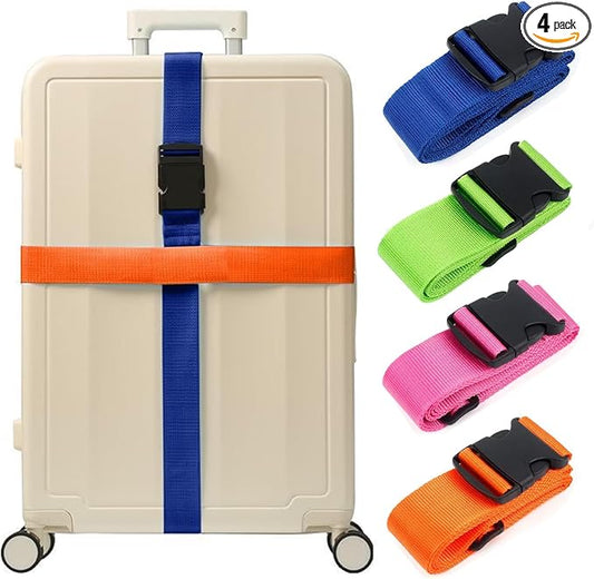 4PCS Luggage Straps for Suitcases & 2PCS Tags Set for Easy Identification,Travel Accessories for Safety,Luggage Strap for Travel Suitcase & Bag Closure,Mixed Colors