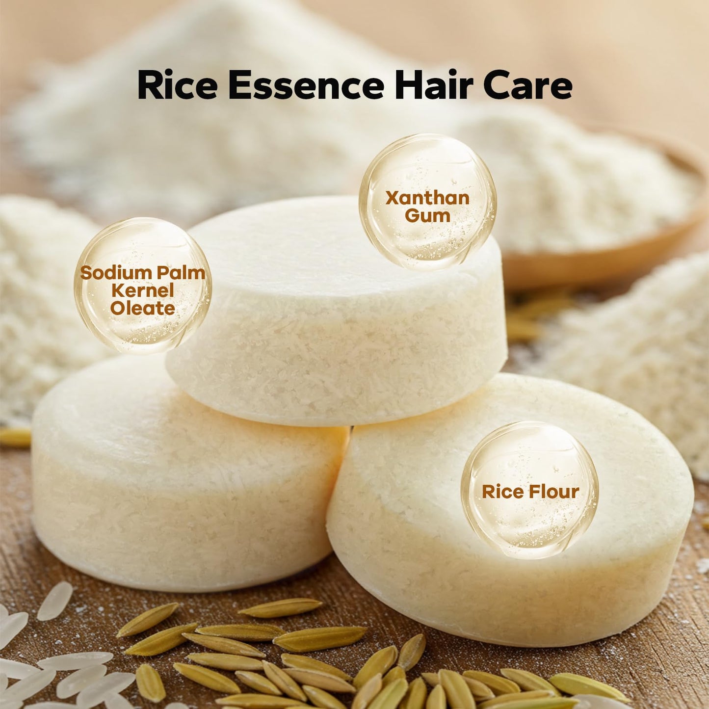 HyperHair Rice Water Shampoo Bar (3 Count), Rice Water Shampoo, Rice Water for Hair Growth, Strengthens hair, Shampoo Bars And Conditioner Set for Men & Women, Paraben-Free & Sulfate-Free