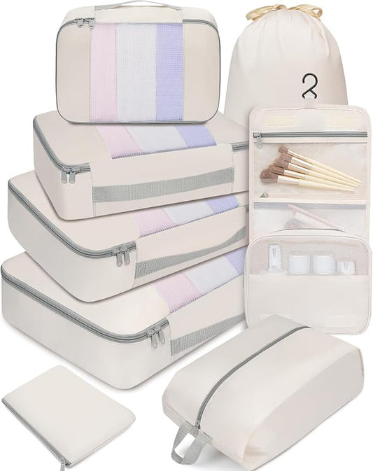 BAGAIL 6 Set/8 Set/10 Set Packing Cubes Various Sizes Packing Organizer for Travel Accessories Luggage Carry On Suitcase