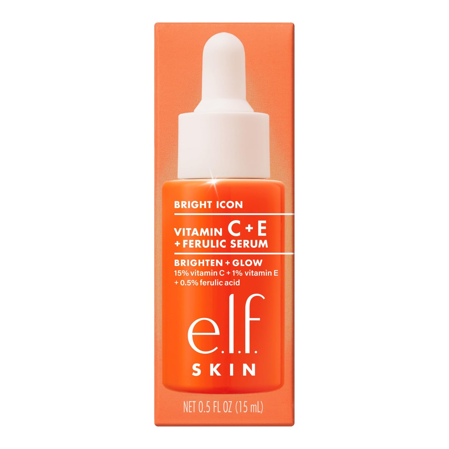 e.l.f. SKIN Bright Icon Vitamin C + E + Ferulic Serum Mini, Brightening & Soothing Face Serum, Helps Even Skin Tone, Vegan & Cruelty-Free, 0.5 fl oz