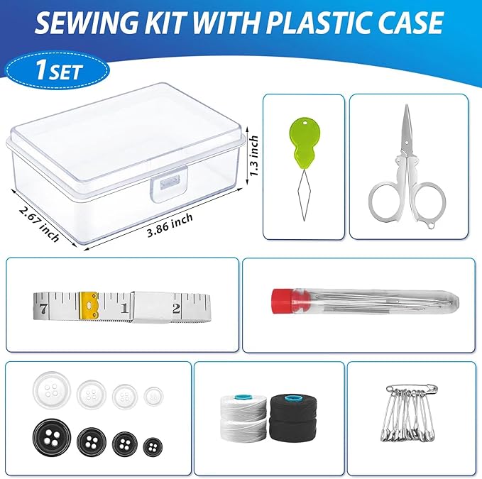 8 Pack Mini Travel Sewing Kits Bulk Small Emergency Sewing Kits Outdoor Survival Military Sewing Kits with Case for Wedding Operation Christmas Shoebox Stocking Stuffer Gift