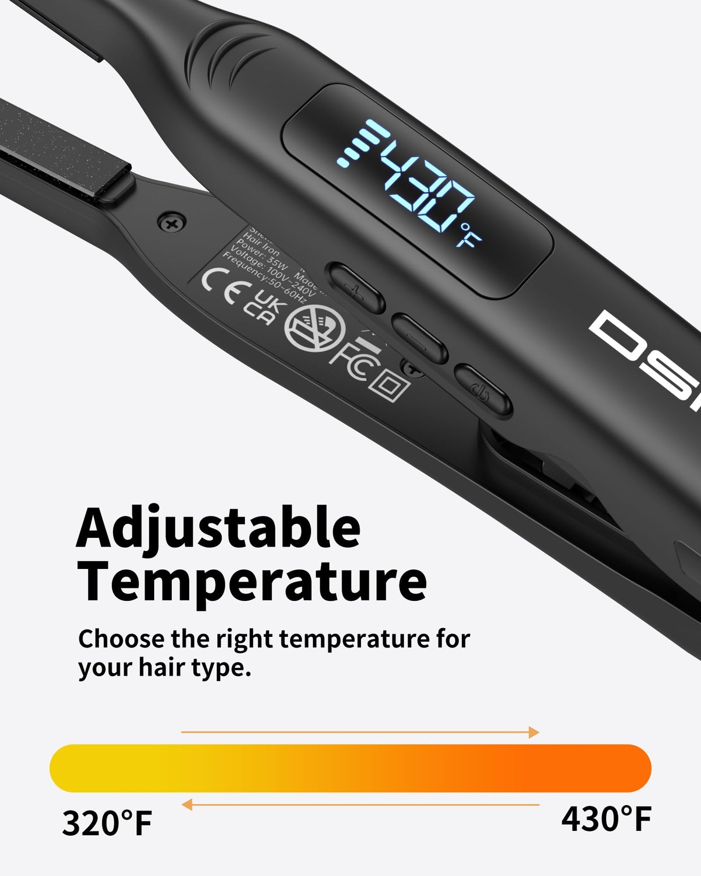 Small Flat Irons for Short Hair, 3/10'' Pencil Flat Iron, Pixie Cut and Bangs, Mini Hair Straightener with LED Display, Tiny Hair Straightener with Temperature Adjustable, Auto Shut Off